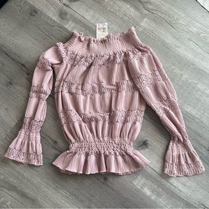 Bohemian Pretty Garden Off the Shoulder top - Womens - blush pink